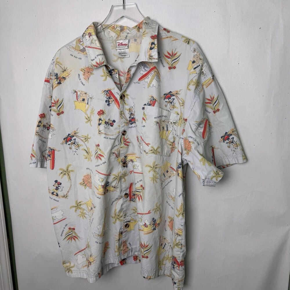 Mickey Mouse Hawaiian Shirt XXL Goofy Donald Tiki Hut Disney